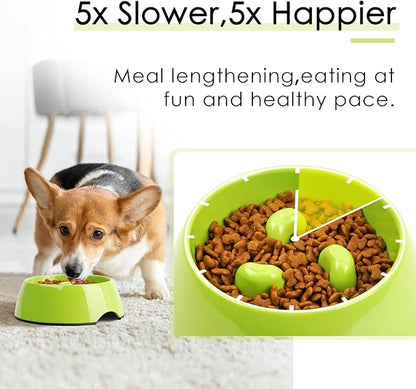 SUPERDESIGN Slow Feeder Dog Bowl Cat Bowl 1 Cup Slow Feeding Dog Bowl for Small Medium Breed Anti Gulping Healthy Eating Interactive Bloat Stop Alternative Non Slip Puzzle Dog Food Bowl, Green
