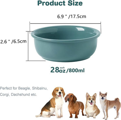 Single Replacement Bowl for 6.3'' High Elevated Dog Bowls, Non-Slip Pet Feeding Dishes for Small Medium Dogs and Cats, Durable Porcelain Dog Food and Water Bowls(28oz, Dark Green)