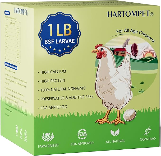 1LB Dried Black Soldier Fly Larvae, Non-GMO & Nutrient-Packed Chicken Feed, Strong Egg Production and Health, Rich in Calcium for Healthy Hens and Ducks, Better Than Dried Mealworms