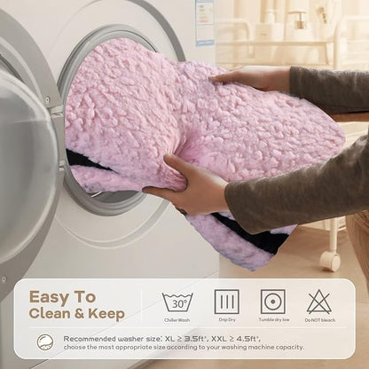 Mora Pets Cat Bed Comfy Puppy Crate Beds Plush Cat Sleeping Mat Washable Pets Mattress Anti-Slip Kitten Bed Soft Kennel Pad for Small Dogs Cats Breeds, 23" x 18", Pink