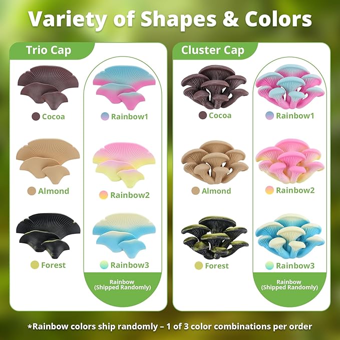 Mushroom Decor for Reptile Tank, Fish Tank, Pet-Safe Bearded Dragon Tank Accessories, Realistic Terrarium Plants for Leopard Geckos, Frogs, Snakes (Rainbow Cluster Cap, Randomly Ship)