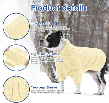 Queenmore XSmall Dog Sweater,Small Sweater for Dog,Soft Knitted Christmas Clothing,Turtleneck Pullover Puppy Sweaters for Dogs Girls Boys,Cozy Pet Knitwear for Teacup,Chihuahua(Light Apricot,XS)