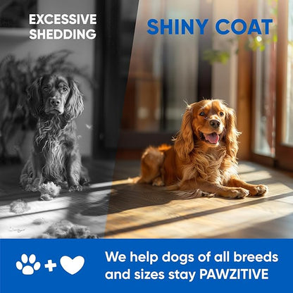 Chews for Dogs, Omega 3 Fish Oil - Dog Coat & Skin Supplement - USA Product - Itch Relief, Hot Spot Treatment - Salmon Oil for Dogs - 120 Soft Treats - Itching Skin Relief, Shedding, Hip & Joint