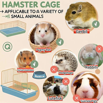 Large Acrylic Hamster Cage14.6x10.2x12.6in-Multi-Level Habitat for Dwarf/Syrian Hamsters-Mice (Ventilated Top-Removable Base) Expandable Small Animal Enclosure (Green Hamster Cage, 14.6x10.2x12.6)
