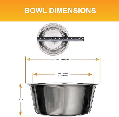Neater Pet Brands 9 Cup (72 oz.) Stainless Steel Dog Bowls, 1 Single Neater Feeder Replacement Bowl (Large Deluxe Model), Dog Food Bowl or Water Bowls, Dishwasher Safe Metal Dish for Large Dogs