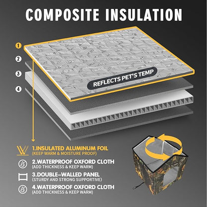 Rest-Eazzzy Outdoor Cat House, Feral Cat House Insulated with Mat and Clip, Weatherproof and Insulated, Cat Beds for Cats Kittens Puppies, Never Blow Away (Leaf, S 13" X 13" X 14")