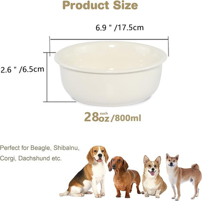Single Replacement Bowl for 6.3'' High Elevated Dog Bowls, Non-Slip Pet Feeding Dishes for Small Medium Dogs and Cats, Durable Porcelain Dog Food and Water Bowls(28oz, Cream White)
