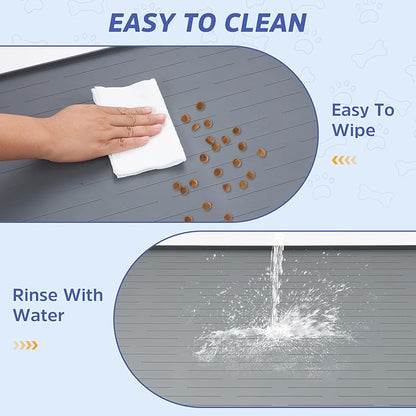 Large Dog Mats for Food and Water, 40"x30" Waterproof Pet Food Mats for Floor Nonslip Silicone Bowl Mats with Raised Edges