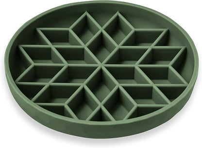 OHMO Slow Feeder Dog Bowls(Camo Green, 7.3") for Medium Small Large Breeds,Non-Slip Slow Feeder Cat Bowl with Suction Cup, Durable Food-Grade Silicone, Anti-Chocking and Anti-Bloat