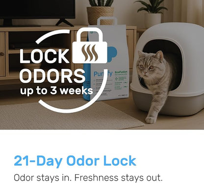 EcoFusion Cat Litter 3 Pack (8lb Each) Tofu & Corn Blend, Zero Powdering, Zero Mess, 99.8% Dust-Free, 98% Odor Control, Fast Clumping, Non-Stick, Includes Bonus Cat Scratcher