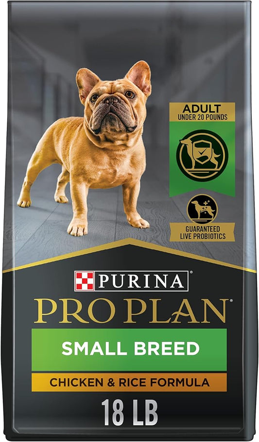 Purina Pro Plan Small Breed Dry Dog Food Chicken and Rice Formula With Guaranteed Live Probiotics - 18 lb. Bag