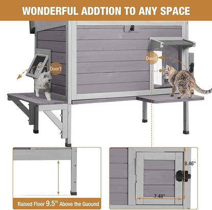 GUTINNEEN Outdoor Cat House Insulated for Winter Weatherproof Feral Cat Shelter