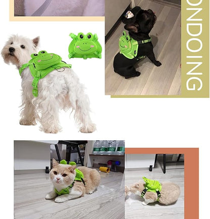 IDOMIK Dog Backpack Harness, No-Pull Dog Backpack with D-Ring for Small Medium Dogs, Cute Self Carrier Backpack for Dogs to Wear, Adjustable Doggy Backpacks for Traveling Camping Hiking, Frog, M