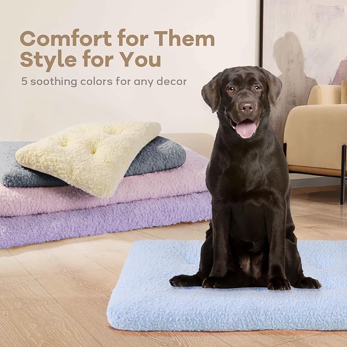 Mora Pets Cat Bed Comfy Puppy Crate Beds Plush Cat Sleeping Mat Washable Pets Mattress Anti-Slip Kitten Bed Soft Kennel Pad for Small Dogs Cats Breeds, 23" x 18", Blue