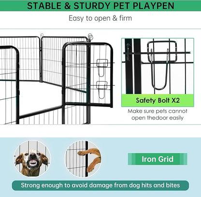 BestPet | Dog Playpen | 40 Inch, 16 Panels | Heavy Duty Metal Pet Exercise Pen | Indoor Outdoor Fence Panels | Rust-Resistant, Removable, Tool-Free Setup | Anti-Skid, Expandable Design