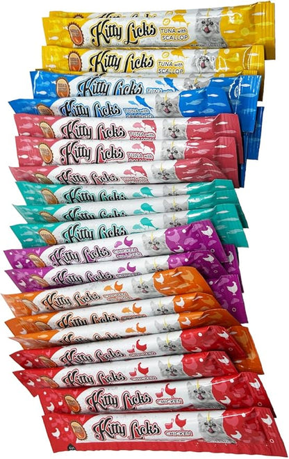 Kitty Licks Chicken and Tuna Varieties (28 Tubes) Chicken and Tuna Varieties 4 Tubes X 7 Flavors (28 Tubes)