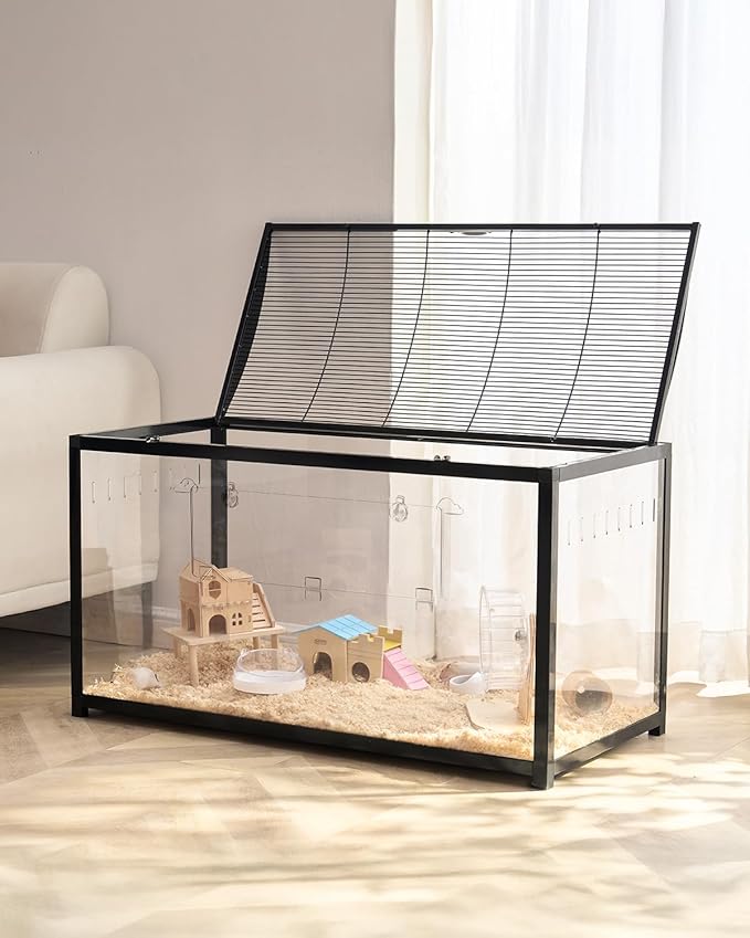 VEVOR Hamster Cage, 360 Viewing Transparent Hamster Habitats, Small Animal Cage