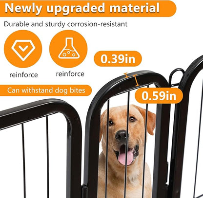 BestPet Indoor Dog Playpen,40inch 8 Panels Dog Pen Fence Outdoor Pet Playpen with Gravity Lock & Wide Door Pet Exercise Pen for RV Camping Yard, Black