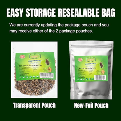 Amzey Appetizing Mealworms with Natural Dried Crickets (8oz) All Natural 100% Non-GMO, Food for Breaded Dragons, Chicken, Fish, Ducks, Wild Birds, Turtles, Hedgehogs