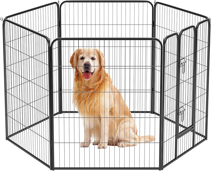 BestPet | Dog Playpen | 40 Inch, 6 Panels | Heavy Duty Metal Pet Exercise Pen | Indoor Outdoor Fence Panels | Rust-Resistant, Removable, Tool-Free Setup | Anti-Skid, Expandable Design