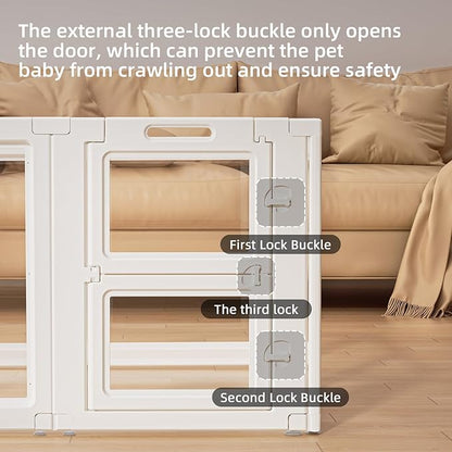 Clear Acrylic Dog Playpen Indoor,Transparent Dog Pen,Easy to Assemble and Clear pet Pen for Puppy Dog, Rabbit and cat,Sturdy and Easy to Clean Plastic pet Fence (White, 23.6" H, 12PCS)