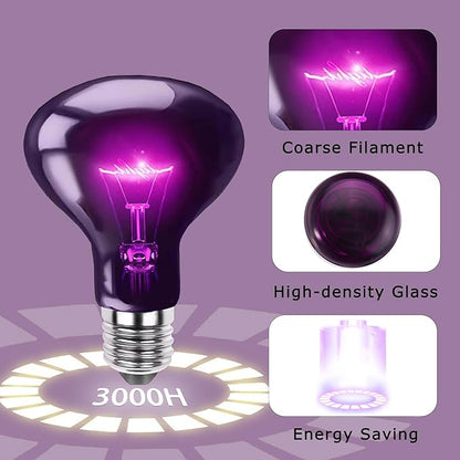 100W Reptile Night Light Bulb - UVA Heat Lamp - Simulates Natural Moonlight, Purple Basking Lamp for Bearded Dragons, Lizards, Chameleons and Amphibians - Ideal for Reptile Aquariums & Tanks