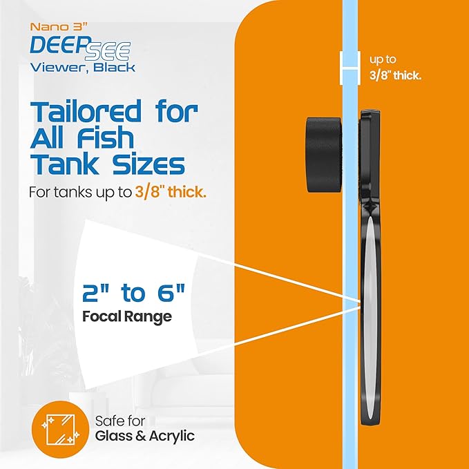 FL!PPER Flipper DeepSee Viewer 3" Nano - Coral and Fish Magnifier for Reef Tank and Freshwater Aquarium Photography and Videography - Magnetic Magnifying Glass