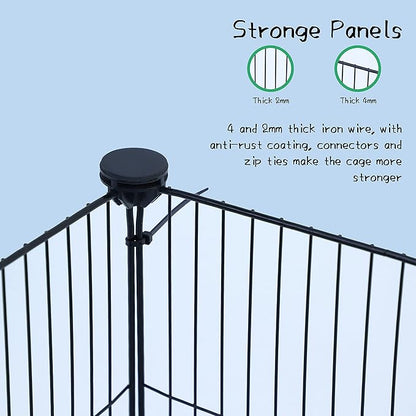CHEGRON Guinea Pig Cages 8 Sq Ft Expandable C&C Cage Habitats for 2 Small Animal Pet Playpen Metal Grids Indoor Rabbit Fence Hedgehog Cage with PVC Bottom, 48 x 24 x 15.7 inch, 12 Panels