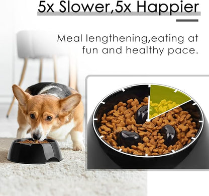SUPERDESIGN Slow Feeder Dog Bowl Cat Bowl 1 Cup Slow Feeding Dog Bowl for Small Medium Breed Anti Gulping Healthy Eating Interactive Bloat Stop Alternative Non Slip Puzzle Dog Food Bowl, Black
