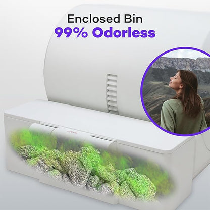 (Upgraded) Popur X5 Self Cleaning Cat Litter Box - Unique Open Top Split System - Automatic Litter Scooping Robot, Odor-Seal, 24 Inch Tray, 30-Day Capacity, 33 lbs. Load, 99% Leakproof (Plastic Bin)