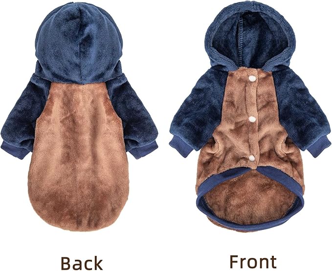 FabriCastle Dog Hoodie Sweater for Small Dogs Boy and Girl, Dog Clothes S XS XXS Puppy Sweatshirt, Pet Outfit, Cat Clothing Super Soft Warm Snap On Closure (Camel-Navy, Small)