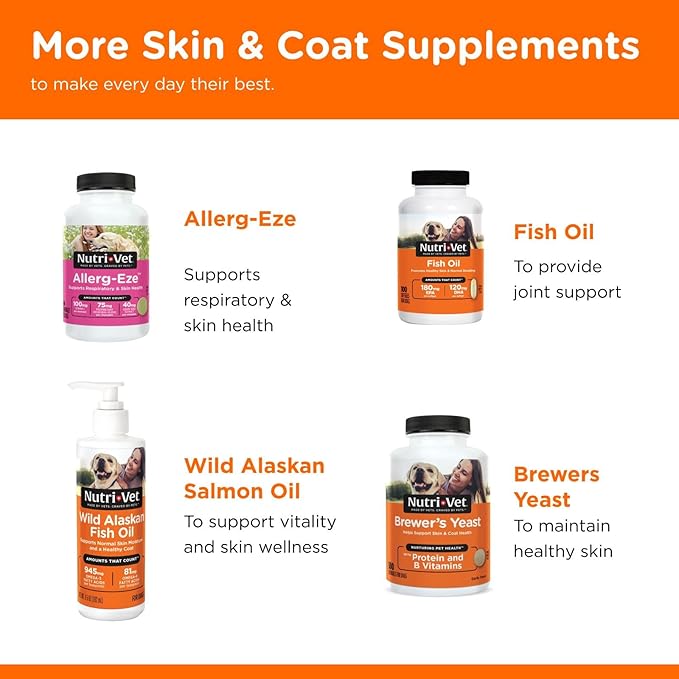 Nutri-Vet Skin & Coat Biscuits for Dogs, Tasty Dog Treat, Skin and Coat Supplement, Small Sized Biscuit, Omega-3 and Biotin, 16 oz