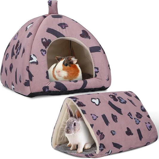 2-Pack Guinea Pig Hideout with Tunnel for Small Animals(Guinea Pig Bedding Warm & Lightweight, Easy to Clean)