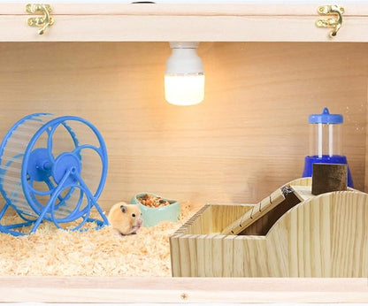 kathson Hamster Sand Bath Box Wooden Small Animals Shower Room Chinchilla Digging Sand Bathtub Container with Climbing Ladder Bowl for Dwarf Syrian Mice Mouse Gerbils Hedgehog