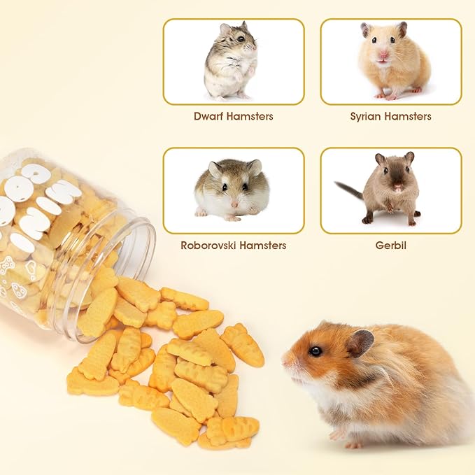 Abizoo Hamster & Gerbil Treats, Crunchy Baked Hamster Snacks with Carrot and Yeast, Natural Training Reward Chew Treats for Small Animals, Supports Digestion and Dental Health