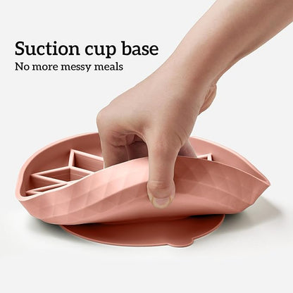 OHMO Slow Feeder Dog Bowls(Coral,7.3") for Medium Small Large Breeds,Non-Slip Slow Feeder Cat Bowl with Suction Cup, Durable Food-Grade Silicone, Anti-Chocking and Anti-Bloat