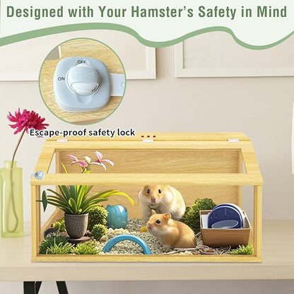 40" Large Hamster Cage, Chewproof Gerbil Cages and Habitats, Openable Top Roof Window with Silencing Pad, Wooden Guinea Pig Cage for Small Animals, Dwarf and Syrian Hamster, 40 x 20 x 20 Inches