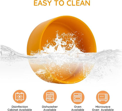 SPUNKYJUNKY 13.5OZ Ceramic Dog and Cat Bowl, Modern Cute Weighted Food Water Bowl for Replacement Yellow (1 Pack)