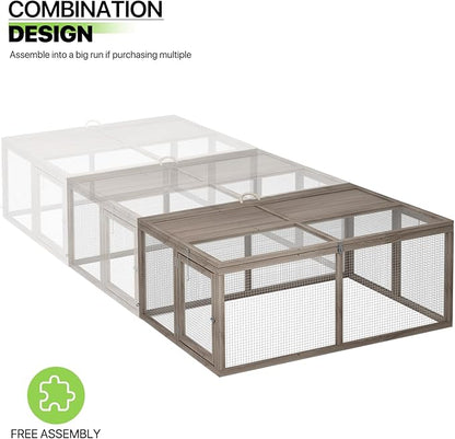 Magshion Foldable Chicken Coop Rabbit Hutch Outdoor, Pet Cage House Wood Small Animal Poultry Cage Run with Openable Roof for Ourdoor Backyard, 45.5 Inch, No Assembly Required (Grey)