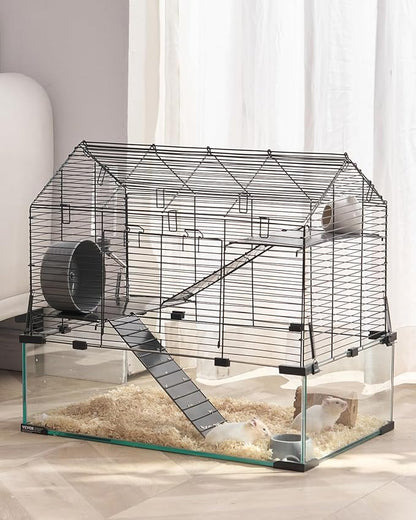 VEVOR Hamster Cage, 360° Viewing Transparent Hamster Habitats, Small Animal Cage, 22.8 x 15 x 21.3 in, Ventilated Pet Mouse Cages with Water Bottle, Portable Hamster House for Rats, Guinea Pigs