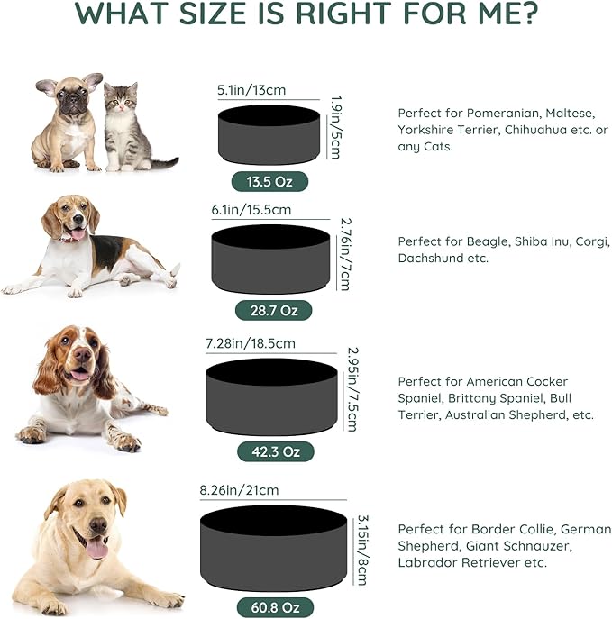 SPUNKYJUNKY 42OZ Ceramic Dog and Cat Bowl, Modern Cute Weighted Food Water Bowl for Replacement Black (1 Pack)