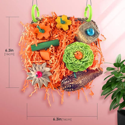 KATUMO Bird Toys, Conure Grass Mat Shredder Toys Parakeet Toys Parrot Foraging Toys for Cockatiel Conure Lovebird Parakeet Small to Medium Birds