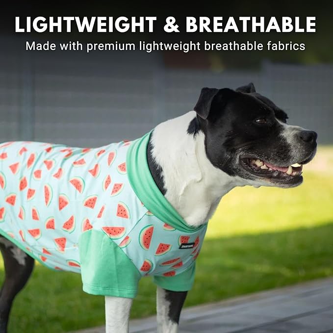 Spark Paws Sunblock Dog T-Shirt, SPF30 Protection, Lightweight Breathable Quick Dry for Dogs with Sensitive Skin - Watermelon & Peach (Set of 2) - XL