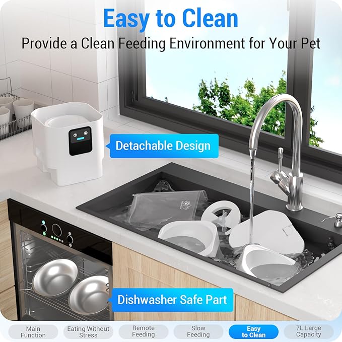 Automatic Cat Feeder 2 Cats with Slow Feed: Dual Automatic Dog Feeder with 5G WiFi, Cat Food Dispenser with APP Control for Multiple Pets, Detachable for Easy Clean,Large Food Storage-29 Cup