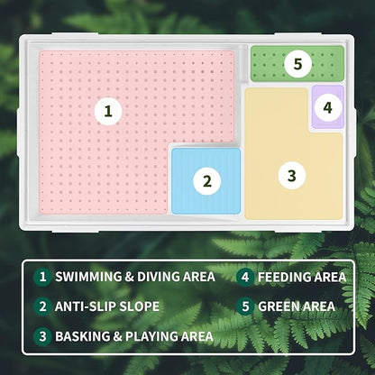 BETAZOOER Turtle Tank with Adjustable Water Pump Filter, Full View Visually Tortoise Aquarium Habitat, Glass Material Easy Changing Water&Clean for Small Amphibious Creatures Reptiles (23"×13.5"×10")