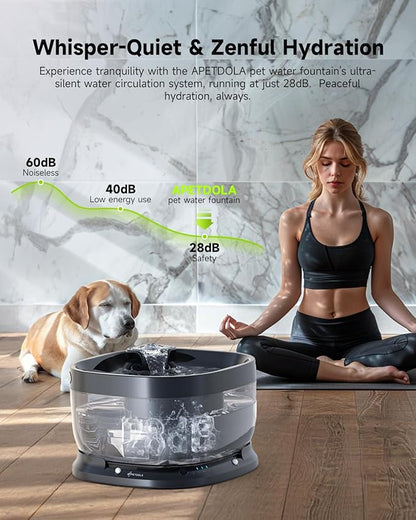 Wireless Dog Water Fountain with 11 Filter, Battery Operated Dog Water Dispenser with Motion Sensor, 237 oz/ 7L Cordless Fountain Water Bowl with 3 Work Modes (Replacement Filters for 2.5 Months)