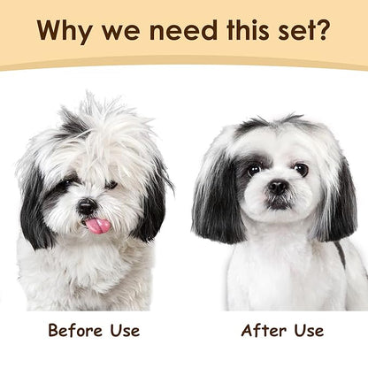 Professional Long-Haired Dog and Cat Grooming Kit - Deshedding and Slicker Brush Set 3 in 1 Gift Box for Long Hair Pets