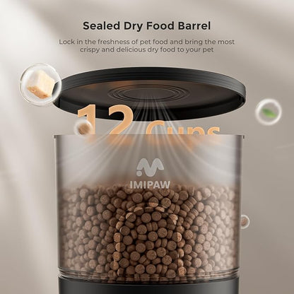 Automatic Cat Feeder - 3L Pet Dry Food Dispenser with Timed Programmable Portion Control, Dual Power Backup, Easy Set Up, 10 Meals Per Day for Cats and Puppies, Black（Remote Not Supported）