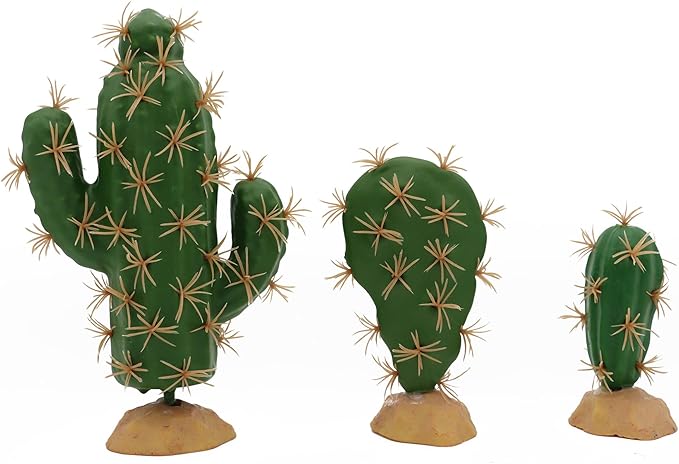 JIHAQUA Reptile Terrarium Decor 3-Piece Realistic Succulent Set,Lifelike Plastic Plants for Geckos, Bearded Dragons,Snakes,Turtles,Lizards,Insects Reptile Habitats