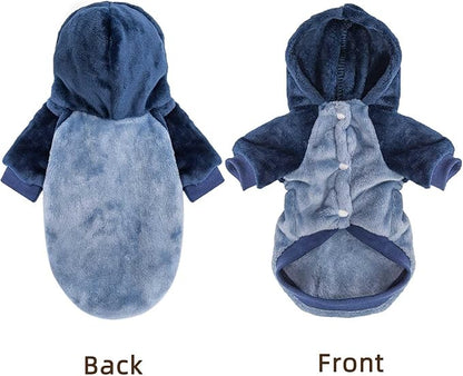 FabriCastle Dog Hoodie Sweater for Small Dogs Boy and Girl, Small Dog Clothes XS XXS Puppy Sweatshirt, Pet Outfit, Cat Clothing Super Soft Warm Snap On Closure (Blue-Navy, X-Small)